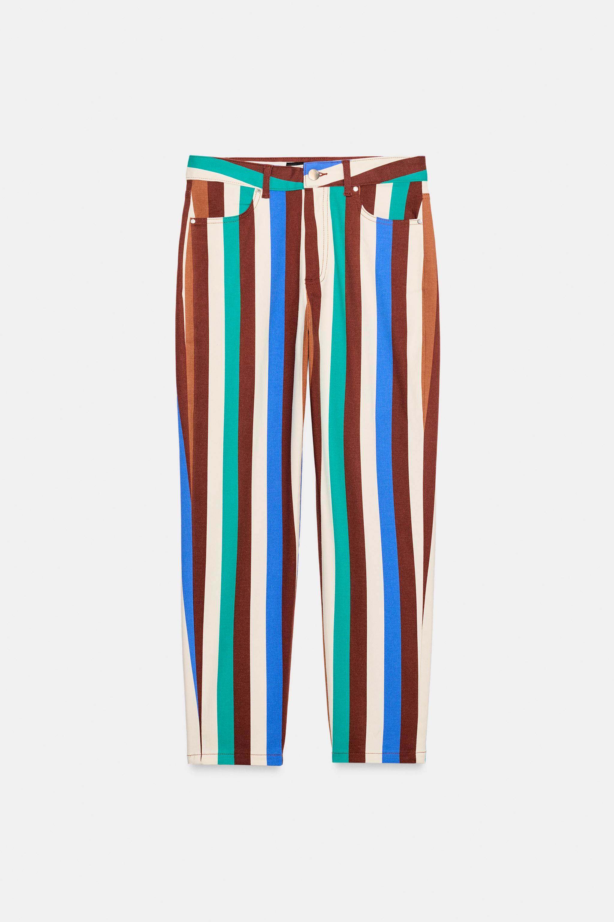 STRIPED MOM FIT TROUSERS